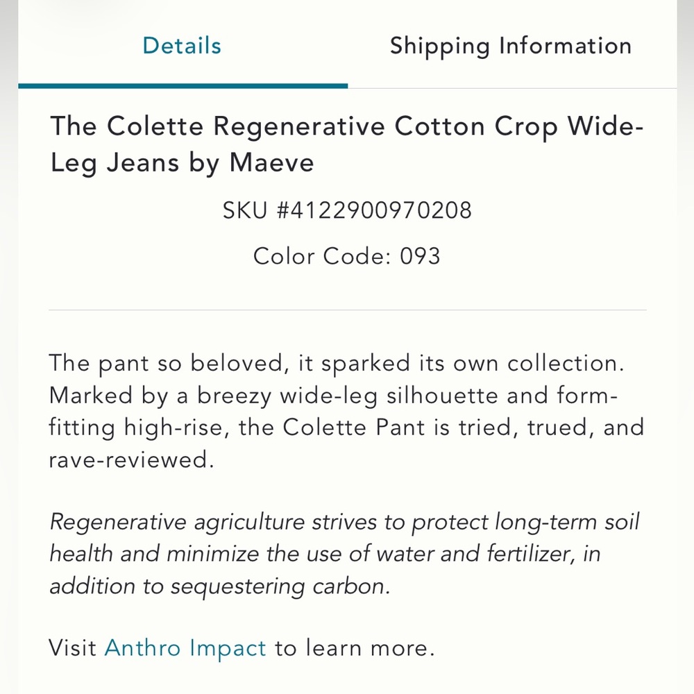 Maeve Colette Regenerative Cotton Crop Wide Leg Jeans - Picture 5 of 7
